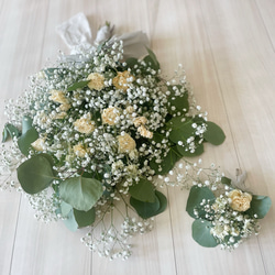 flower bouquet swag ＋ boutonniere かすみ草 ユーカリ ウェディング