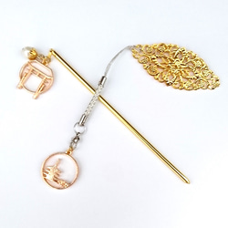 再販×5》アンティークシルバー銀杏のかんざしと帯留めセット 帯留め