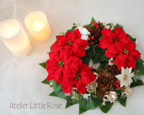 美しいポインセチアのリース♡約30センチ　SALE‼️ ad87b2d9b00eaf7abbe69a3ec4e78d