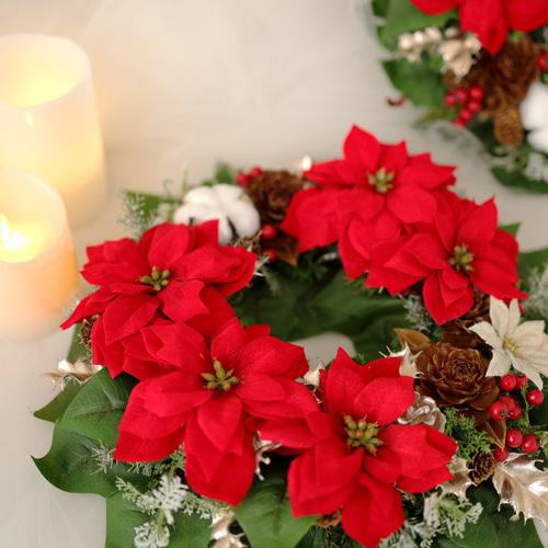 特大32㎝＊赤いポインセチアのクリスマスリース＊Creema限定