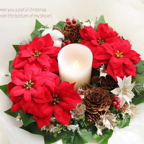商品名【六花】ゆきこ❤️ポインセチアとローズのクリスマスリース 商品名【六花】ゆきこ❤️ポインセチアとローズのクリスマスリース