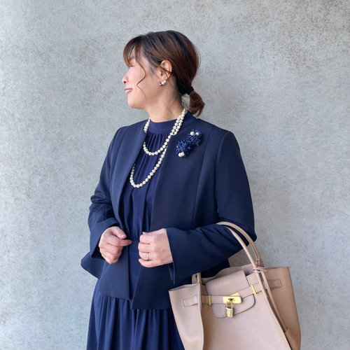 洗えて安心♡上品美ラインシルエット 膝下フレアワンピース：XL 卒業式