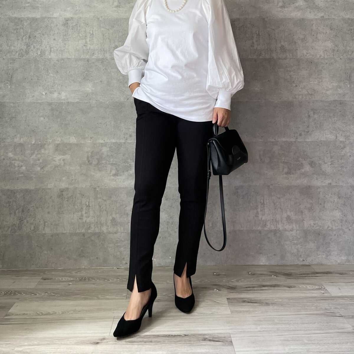 動きやすく楽ちん♡フロントスリットレギパン 黒【L:４size展開 】フォーマル 卒業 入学  KMC-5 253365