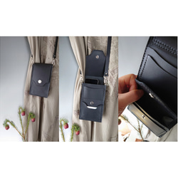 《特集掲載》黒猫スマホウォレット【縦型ポシェット・肩紐長さ調整可・ハンド紐別売】ねこ好きさんに！※袋ラッピング無料 3枚目の画像