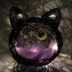 ハロウィン モシャモシャ黒猫バスケット スタンドライト・テーブル 