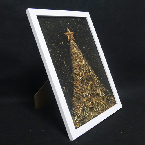 油絵 油彩 油彩画 絵画【黄金クリスマスツリー】 絵画 HR 通販