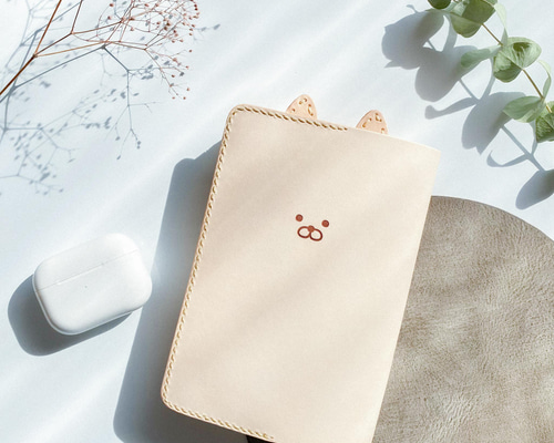 福袋2026♪〕わんこの本革ブックカバー・しおり犬セット 《名入れ対応