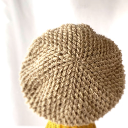 スタイルが決まるベレー帽　小顔効果　ウール　手編みレディース用帽子　ベージュ　M・大きめL 12枚目の画像