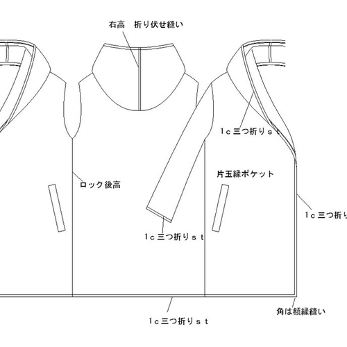 型紙 フード付きポンチョコート A006-P レディース 型紙