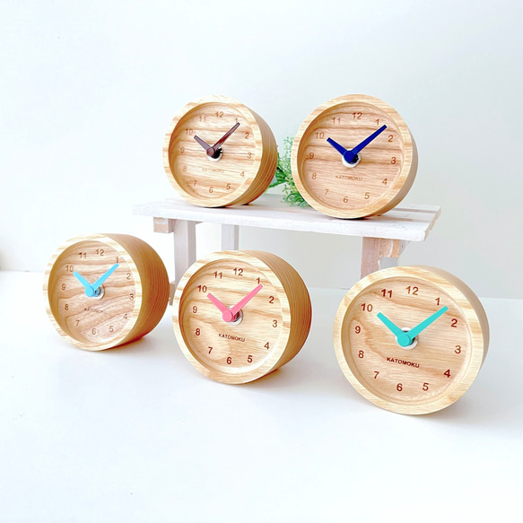 KATOMOKU mini clock 2 ネイビー km-125NV 置き時計 木の時計 9枚目の画像