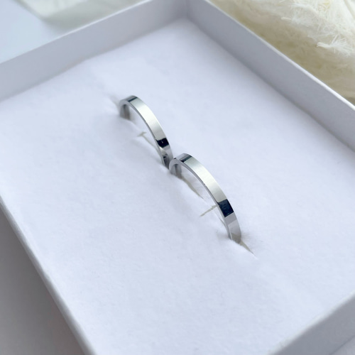 シンプルペアリング 結婚指輪 サージカルステンレス 刻印 結婚