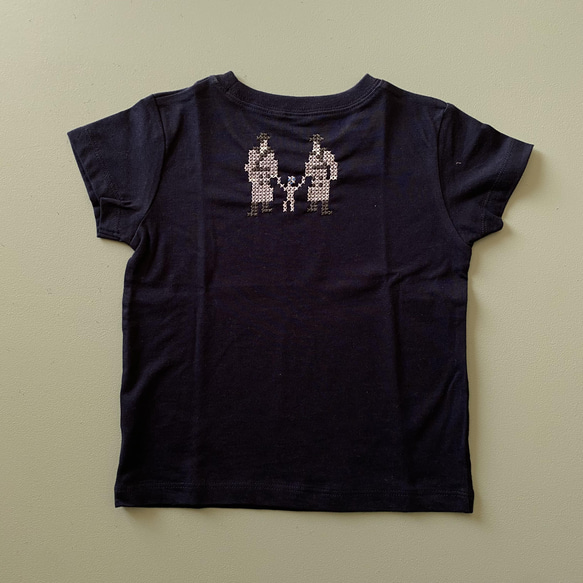 BABY 手刺繍Tシャツ 90サイズ ネイビー つかまった宇宙人ごっこ