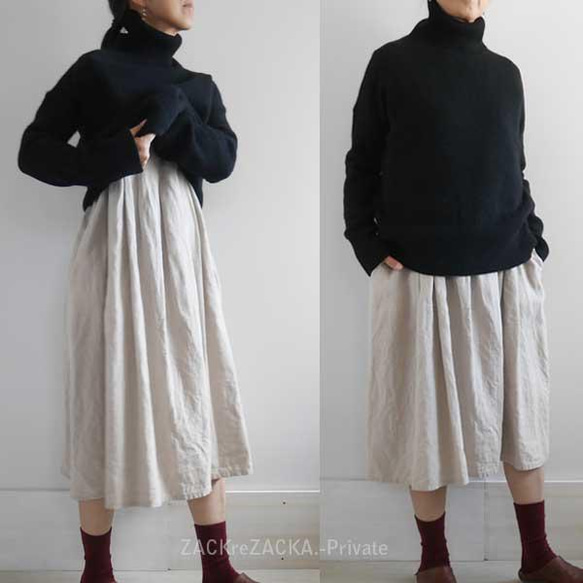 【再販】タンブラーリネン100％・キナリ・1年じゅう使えるジャンパースカート・ゆったり・コクーン・冬重ね着OK 12枚目の画像