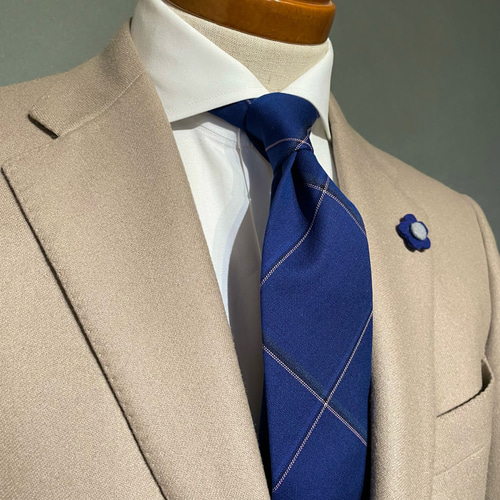 イタリア製 RRL 手作り刺繍入りツイードネクタイ