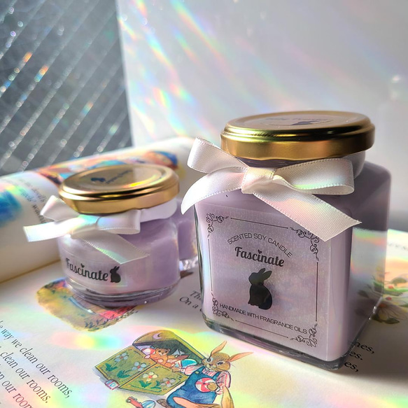 ハート型瓶のアロマキャンドル❤️Aroma Candle(ベビーパウダー、プルメリア) 5枚目の画像