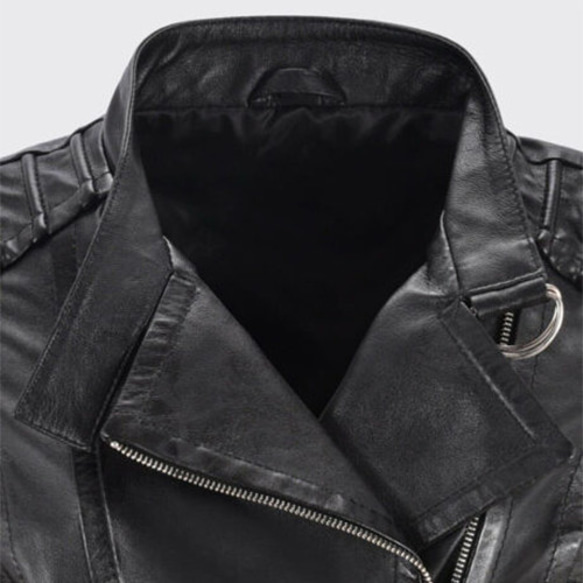 羊革立ち襟ライダージャケット Sheep Leather Stand Up Collar Rider Jacket 4枚目の画像