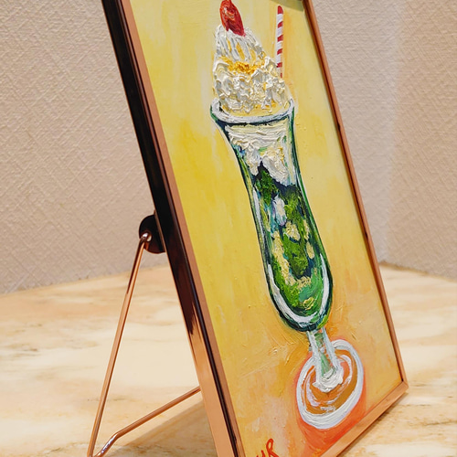 油絵ミニ絵画【クリームソーダ】 絵画 HR 通販 12654531