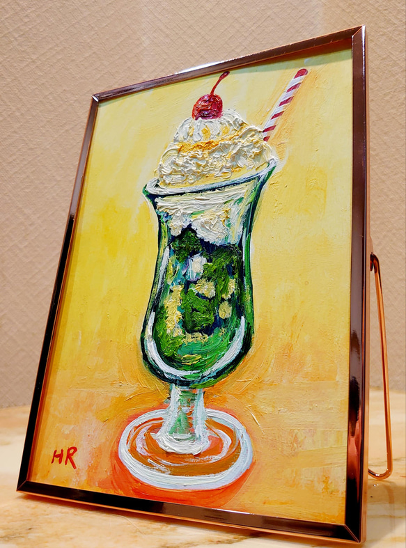 油絵ミニ絵画【クリームソーダ】 絵画 HR 通販 12654531
