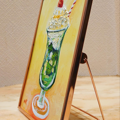 油絵ミニ絵画【クリームソーダ】 絵画 HR 通販 12654531