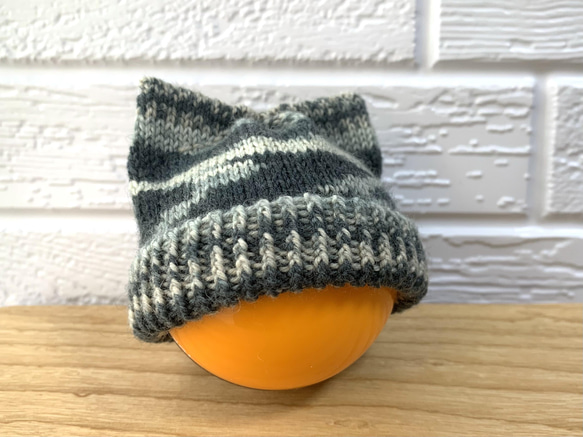 猫耳ニット帽 ハンドメイド 【最終価格】 猫耳ニット帽 ハンドメイド ビーニー ネコ耳ニット帽 紐付き