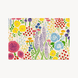 ポストカード「お花畑」 3枚入　カラフルなお花がいっぱいなイラスト 3枚目の画像