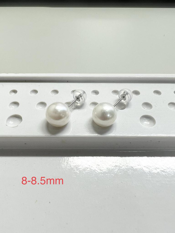 本真珠】プラチナ一粒パールピアス 8-8.5ミリ アコヤ真珠