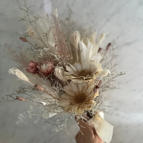 □ナチュラルホワイトブーケ□ホワイトブーケ ウェディング ドライ