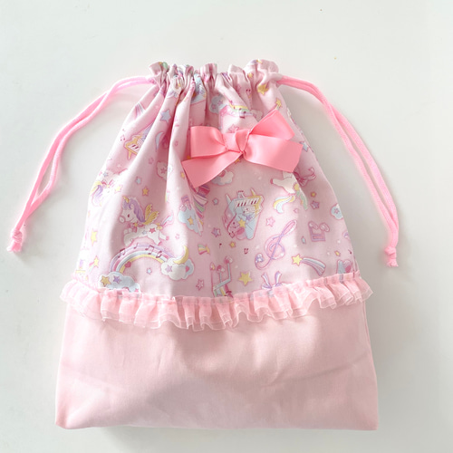 ゆめかわユニコーン4柄 3点セット フリル 入園入学 上靴入れ お ゆめかわユニコーン4柄 3点セット フリル 入園入学 上靴入れ お