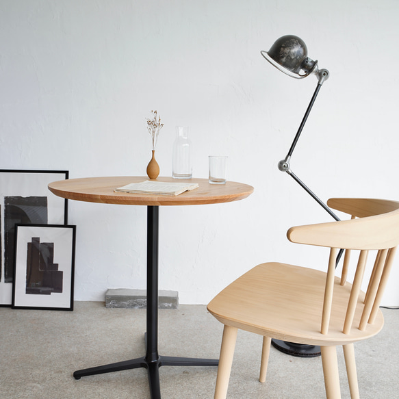 直径70cm/オーク無垢/丸テーブル/カフェテーブル/高さ指定可/脚カラー