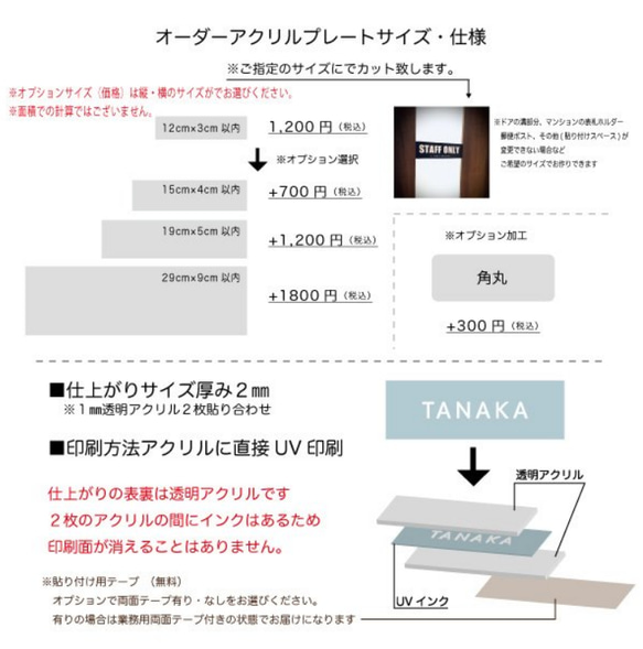 表札　サインプレート　アクリルプレート　柄　【オーダーメイド】【送料無料】 2枚目の画像