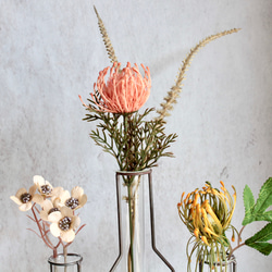 【造花付き】3連花瓶型ワイヤーフラワーベースの投げ入れ 4枚目の画像