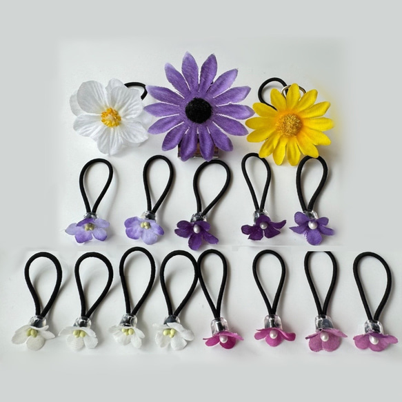 ラプンツェル お花のヘアゴム 16個セット｜ラプンツェル 髪飾り 子供｜ヘアアクセサリー 2枚目の画像