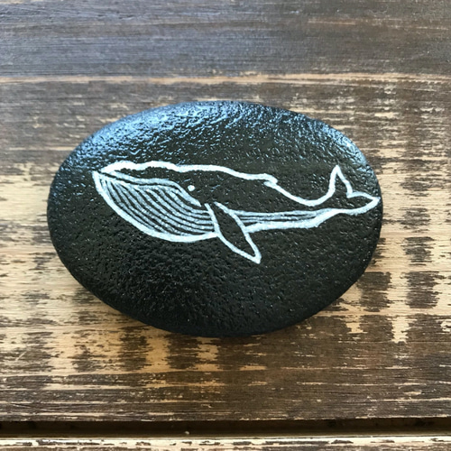クジラのストーンアート ×2個（ペーパーウエイトなど） 立体