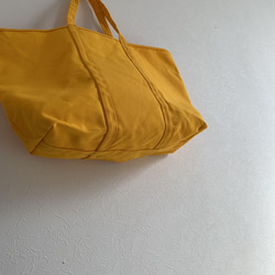 【A4対応】帆布　BASIC TOTE ( L ) 黄色　持ち手長め 2枚目の画像