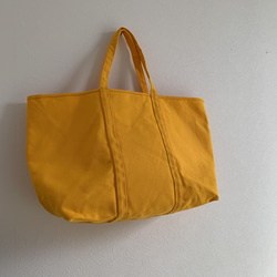 【A4対応】帆布　BASIC TOTE ( L ) 黄色　持ち手長め 4枚目の画像