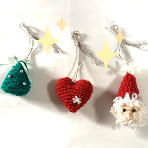 クリスマスガーランド・オーナメント☆編みぐるみで立体的(受注製作