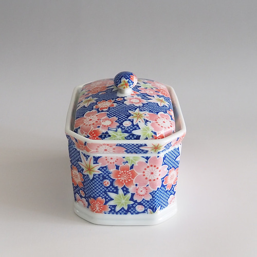 瀬戸焼 ティーバッグキャニスター 友禅 コットンケースや小物入れにも