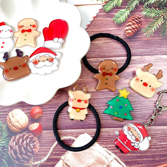 クリスマス雪だるまパッチンピン♡あか