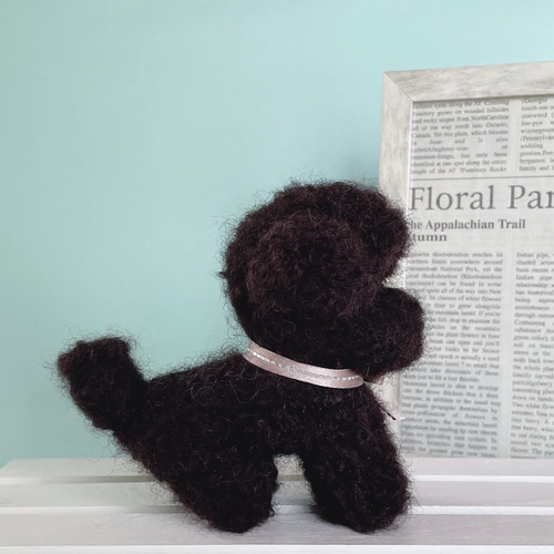 羊毛フェルト　トイプードル　ブラック トイプードル（ブラック 黒）の羊毛フェルト 犬 羊毛フェルト