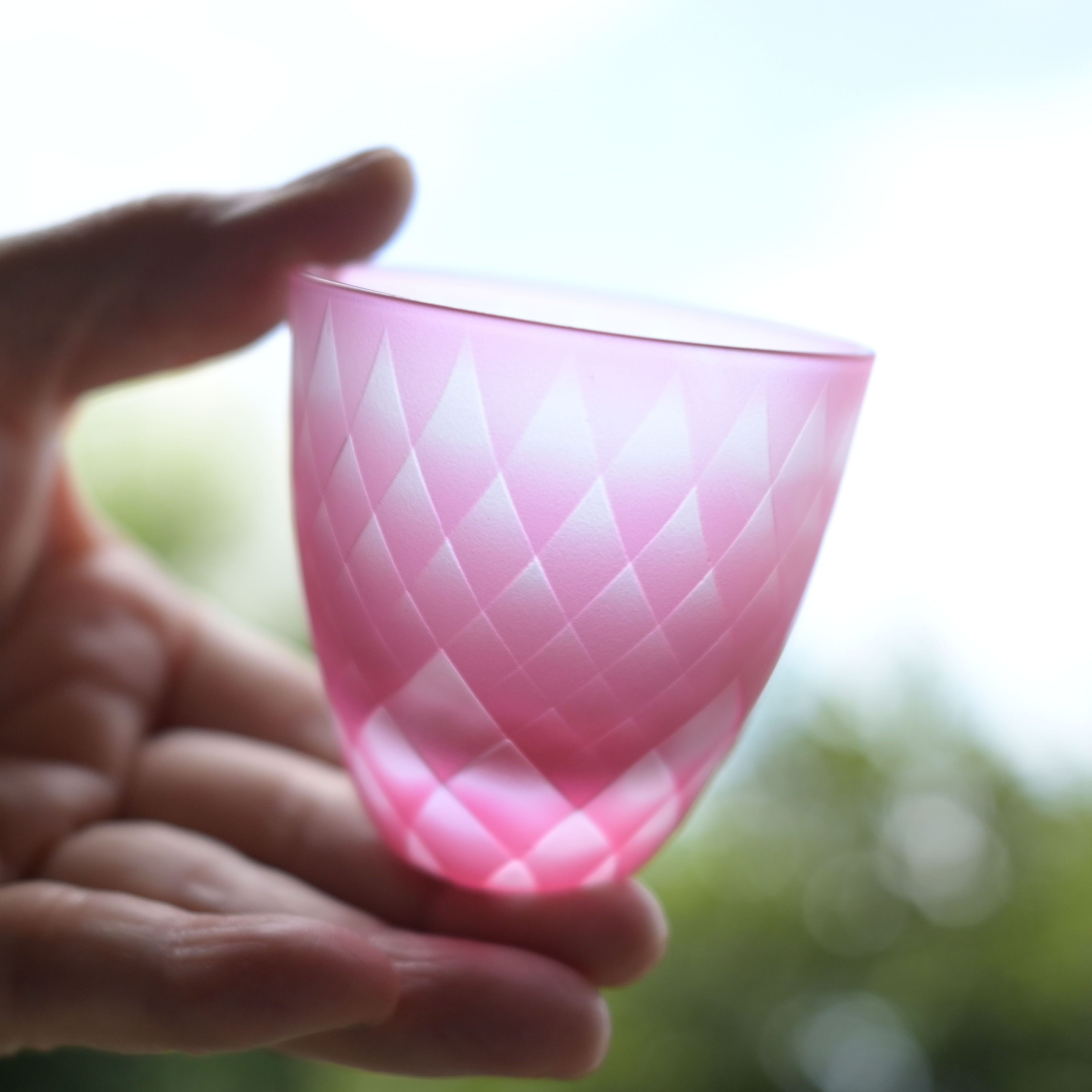 「菱霞」桜　ぐいのみ　サンドブラスト　ピンク