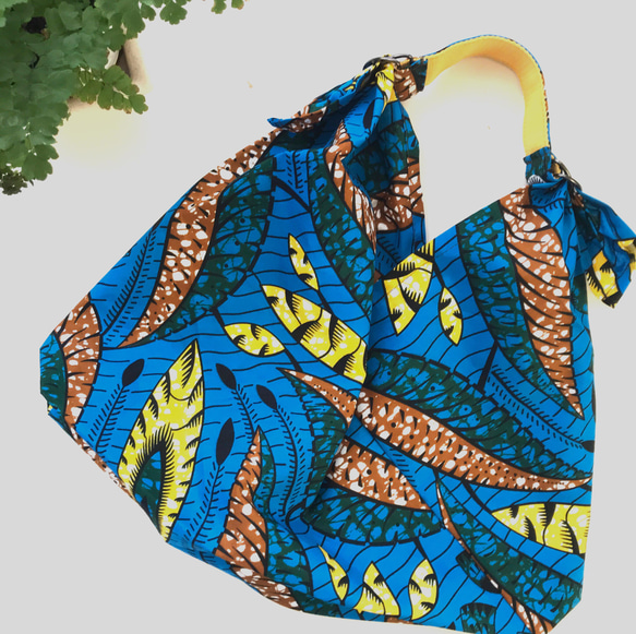 アフリカ生地あずまバック2way使用