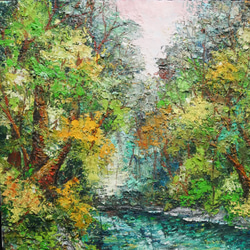 絵画 水彩画 風景画 画題 「晩秋の川景色」 絵画 yamakasumi56 通販