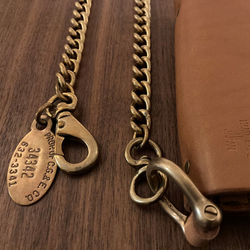 ヴィンテージタイプ 真鍮ドッグタグ ウォレットチェーン（TDGWC-01VBT