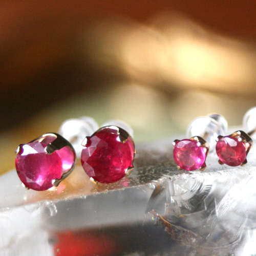6mm大粒 ルビー 天然石 宝石質AAA 14kgfピアス クリスマス 誕生日  