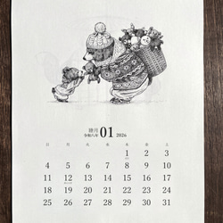 物売りの壁掛けカレンダー☆2026 2枚目の画像