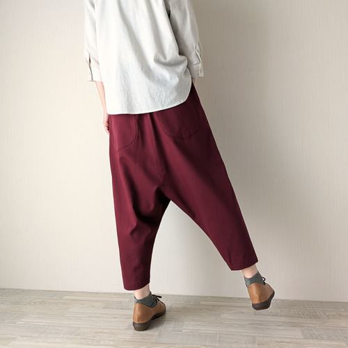 太さ・股上も選べる♧ サルエルパンツ 9分丈 クロップド／綿ツイル