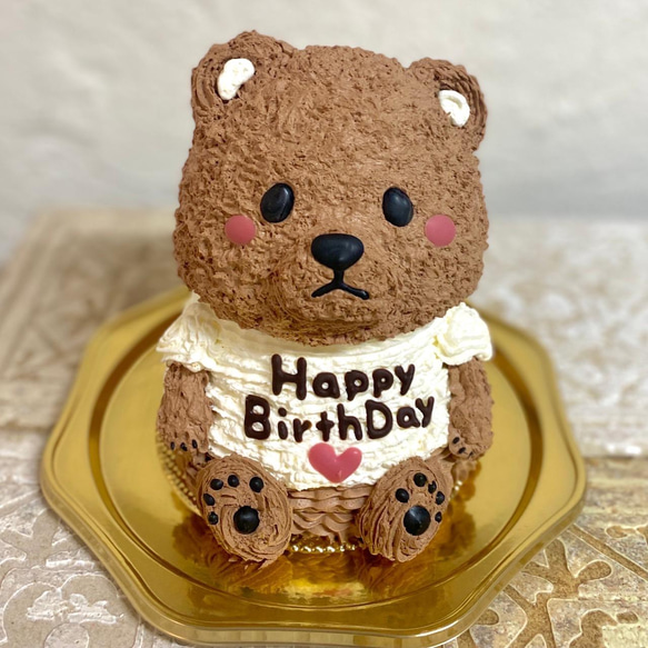 くまの立体ケーキ　誕生日や記念日に　ガナッシュクリーム　クマ　ベア＜※ご希望のお届けお日にち•時間帯をご指定下さい＞ 1枚目の画像