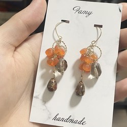 ◇◇ ピカソコッパー カラフル ゴールド 天然石 ピアス (14kgf