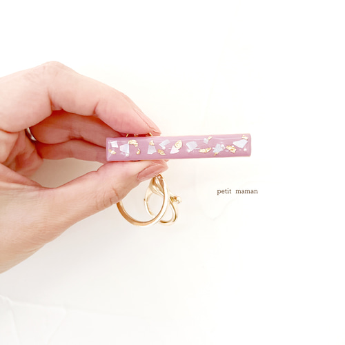 再販・すぐに見つかるキークリップ キラキラくすみピンク キーケース