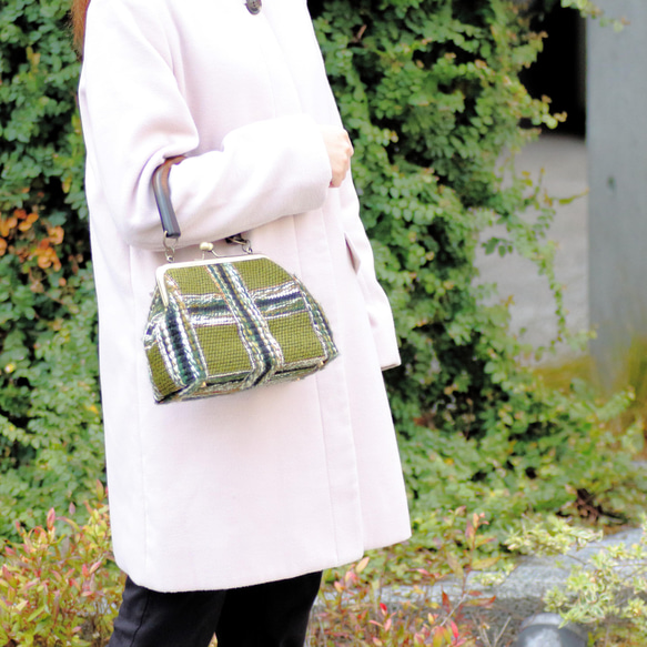 仕立て屋のがま口バッグ　－Gツイードー 6枚目の画像